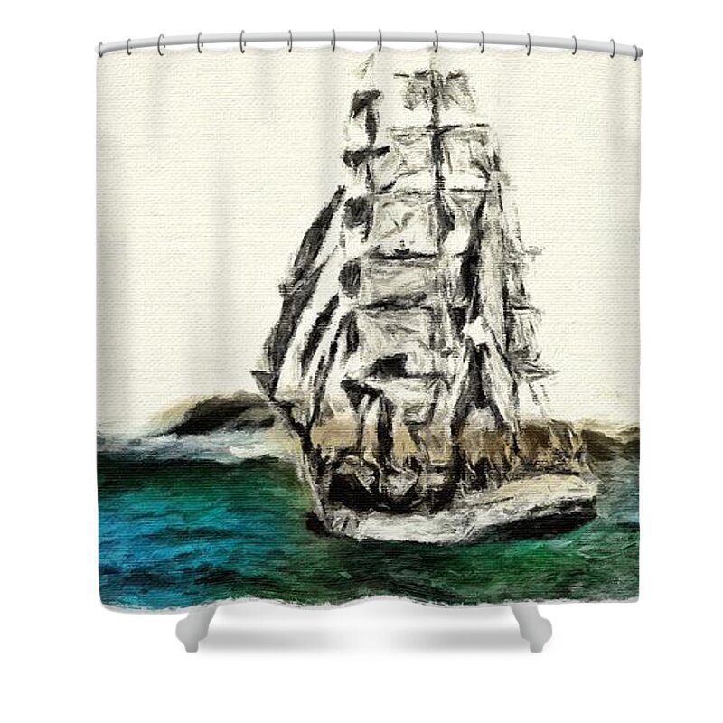 Under Full Canvas Shower Curtain featuring the photograph Under full canvas by Blair Stuart