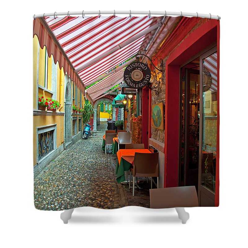 Bellagio Italy Shower Curtain featuring the photograph Under the Canopy - Lake Como, Bellagio, Italy by Denise Strahm