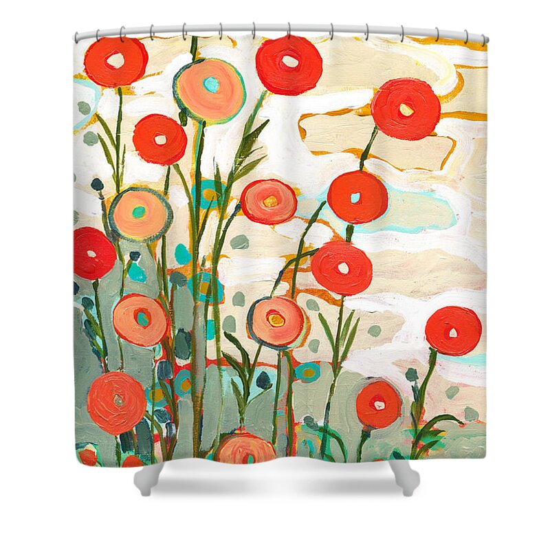 Poppy Shower Curtain featuring the painting Under the Desert Sky by Jennifer Lommers
