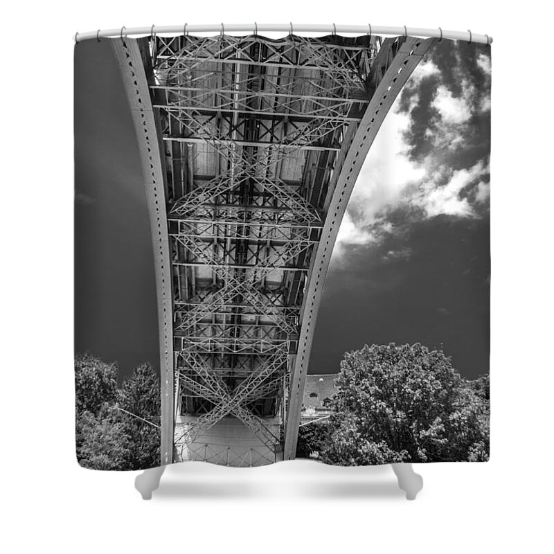 Michelle Meenawong Shower Curtain featuring the photograph under the Kirchenfeld Bridge by Michelle Meenawong