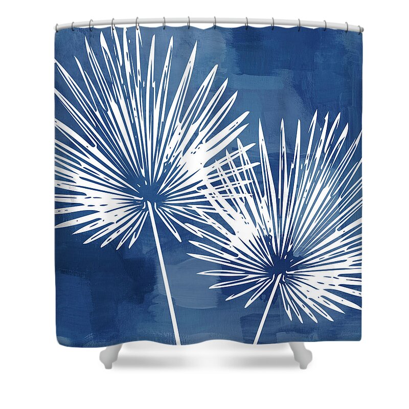 Tropical Shower Curtain featuring the mixed media Under The Palms- Art by Linda Woods by Linda Woods