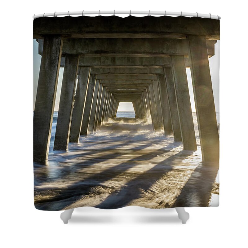 Georgia Shower Curtain featuring the photograph Under the Pier #2 by Framing Places