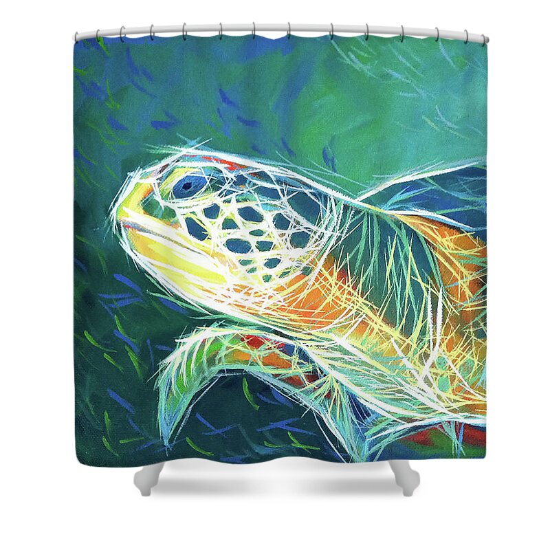 Ocean Shower Curtain featuring the painting Under the Sea by Angela Treat Lyon