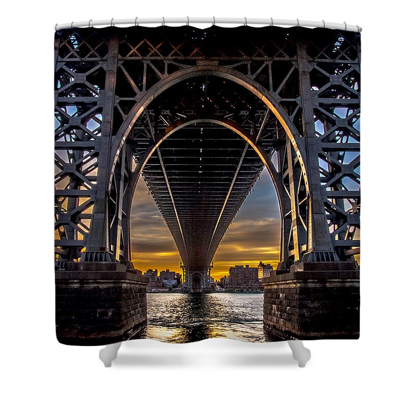 Williamsburg Bridge Shower Curtain featuring the photograph Under the Williamsburg Bridge by James Aiken