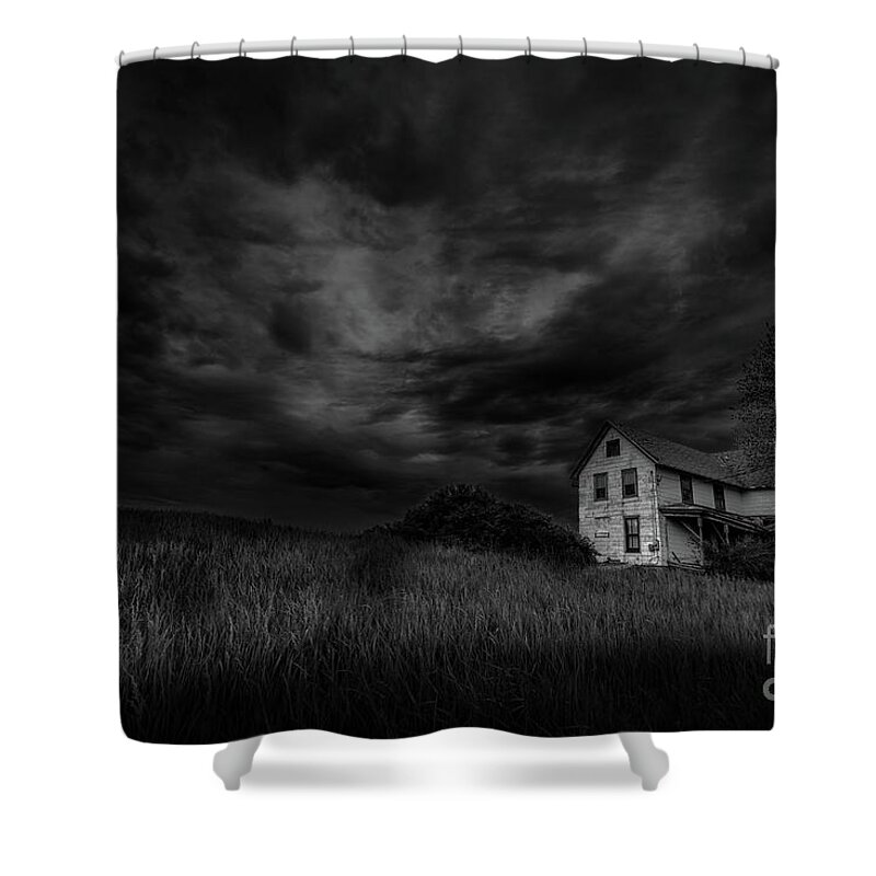 Abandoned Shower Curtain featuring the photograph Under Threatening Skies by Roger Monahan