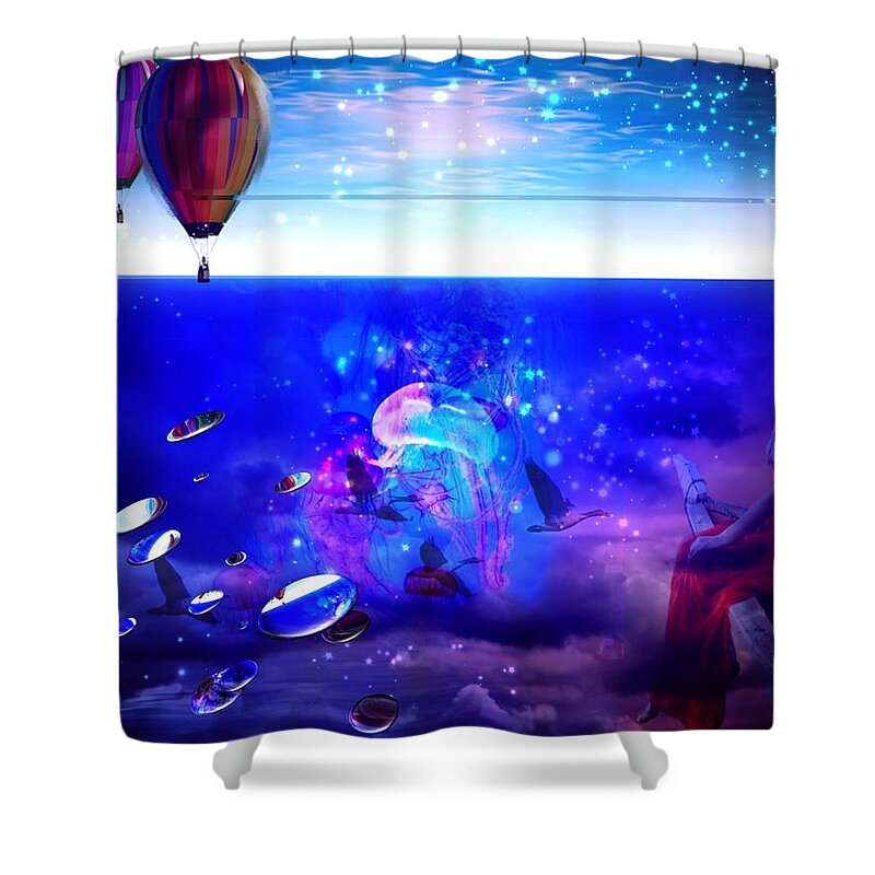 Undersea Shower Curtain featuring the digital art Undersea Flight by Serenity Studio Art