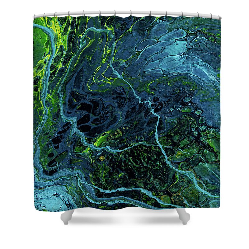 Blue Shower Curtain featuring the painting Underwater City by Jennifer Walsh