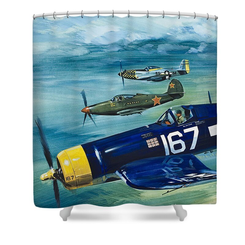 Plane Shower Curtain featuring the painting Unidentified Aircraft by Wilf Hardy
