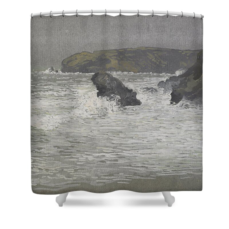 Coastal Scene Shower Curtain featuring the painting United Kingdom by Walter Crane