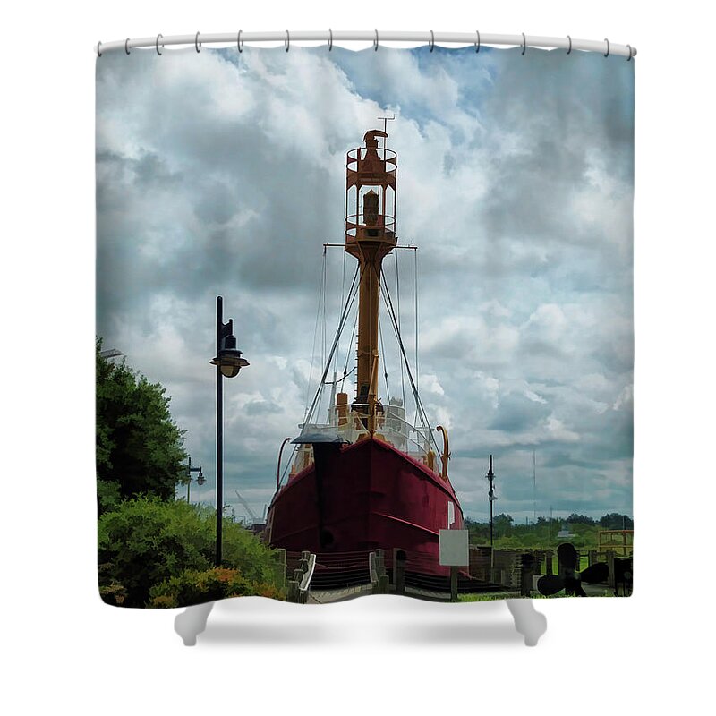 Portsmouth Shower Curtain featuring the painting United States Lightship Portsmouth 2 by Jeelan Clark