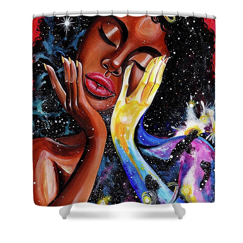 Universe Shower Curtain featuring the painting Unlocked U.Never.See.All by Artist RiA