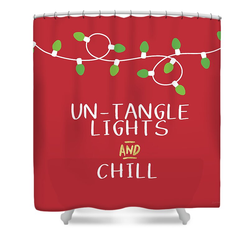 Christmas Lights Shower Curtain featuring the digital art Untangle Lights And Chill- Art by Linda Woods by Linda Woods