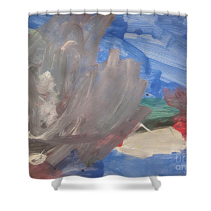 Art Shower Curtain featuring the mixed media Untitled 136 Original Painting by Iyanuoluwa Adeshina