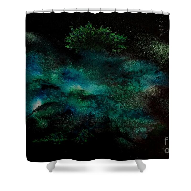 Art Shower Curtain featuring the mixed media Plankton by Tamal Sen Sharma