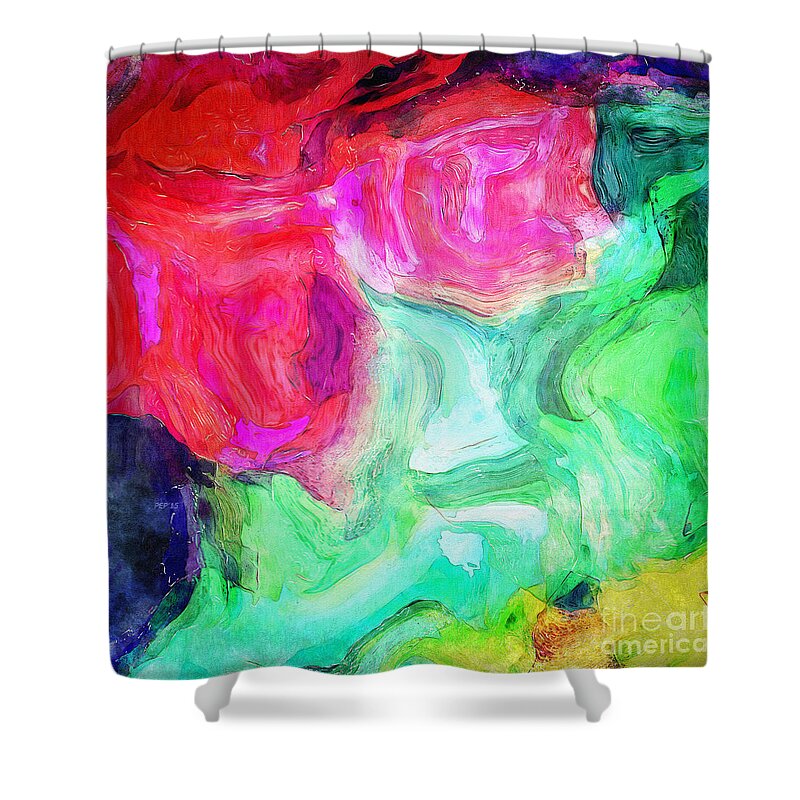 Digital Painting Shower Curtain featuring the digital art Untitled Colorful Abstract by Phil Perkins