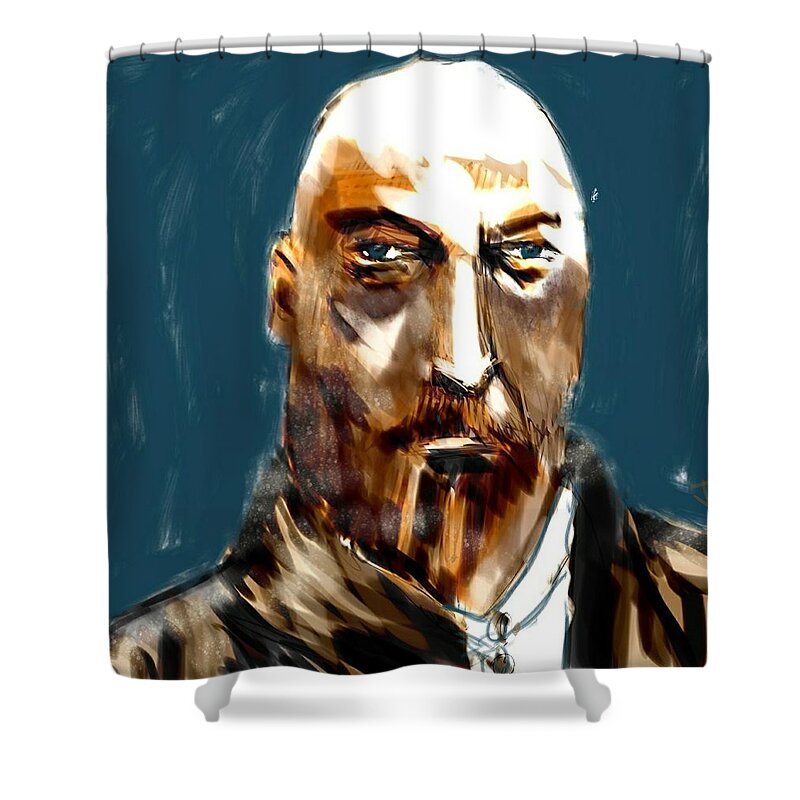 Portrait Shower Curtain featuring the painting Ivan by Jim Vance