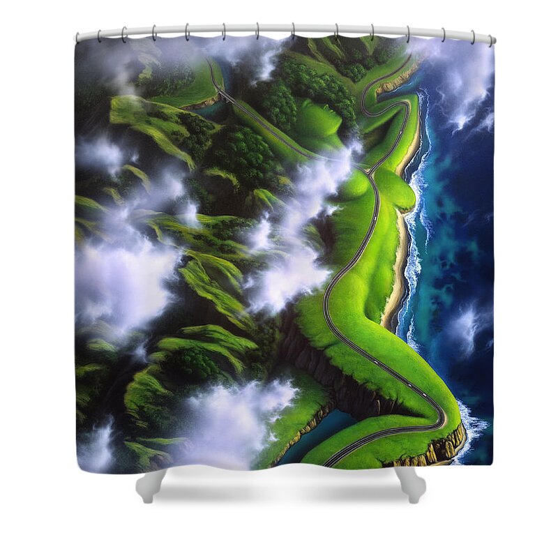Coastline Shower Curtain featuring the painting Unveiled by Jerry LoFaro