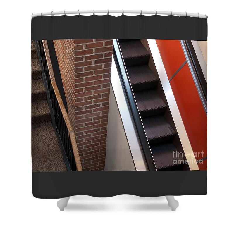 Escalator Shower Curtain featuring the photograph Up and Down by Ann Horn