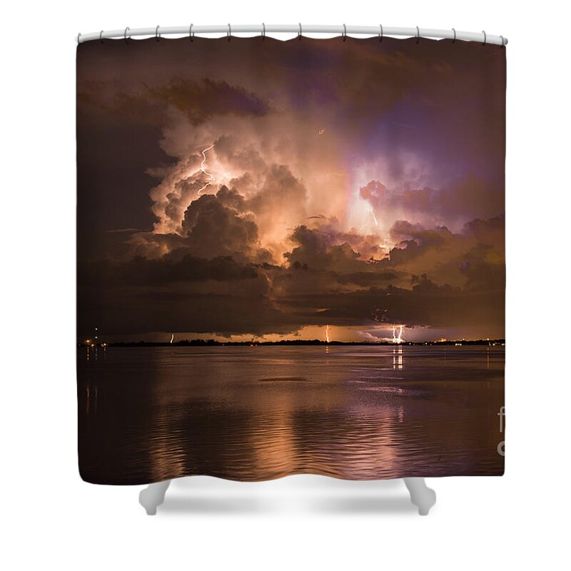 Lightning Shower Curtain featuring the photograph Up River by Quinn Sedam