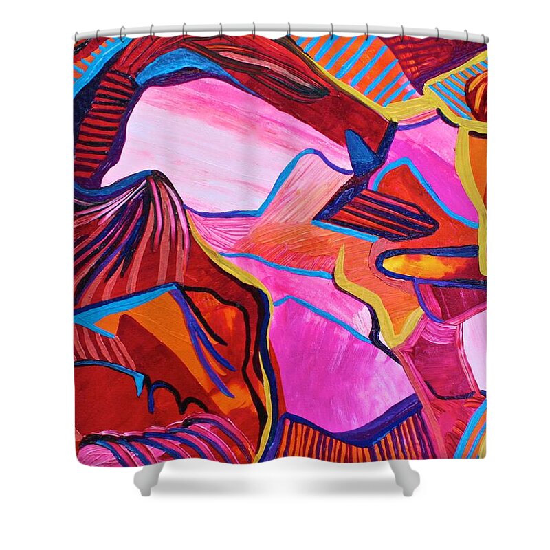  Shower Curtain featuring the painting Up Through the Arch by Polly Castor