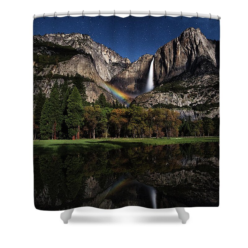 Yosemite Shower Curtain featuring the photograph Upper Falls Moonbow by Anthony Michael Bonafede