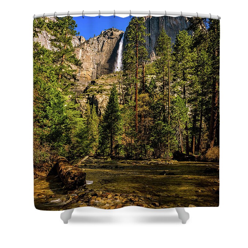 California Shower Curtain featuring the photograph Upper Yosemite Falls from Yosemite Creek by John Hight