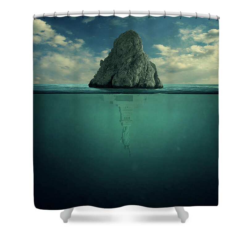 Down Shower Curtain featuring the digital art Upside Down by Zoltan Toth