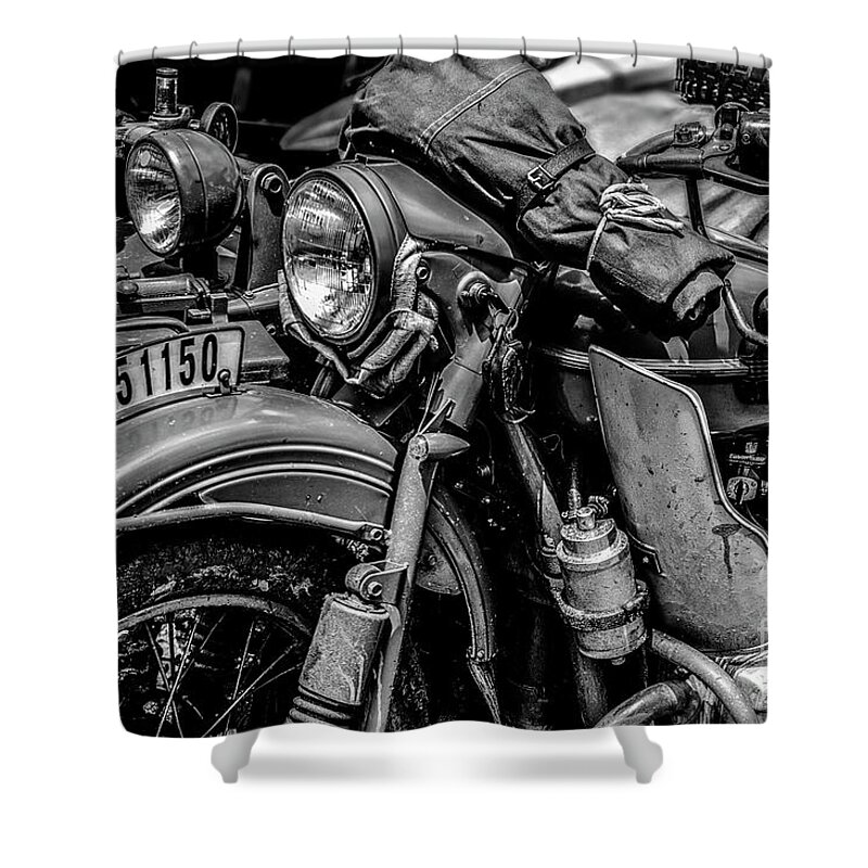 Ural Shower Curtain featuring the photograph Ural Patrol Bike by Anthony Citro