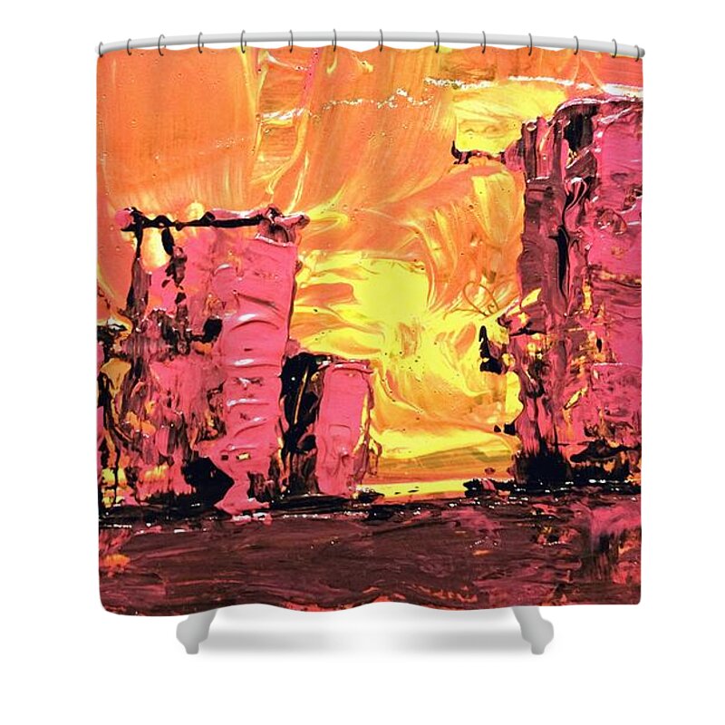 Palate Knife Shower Curtain featuring the painting Urban Heat Wave by Ally White