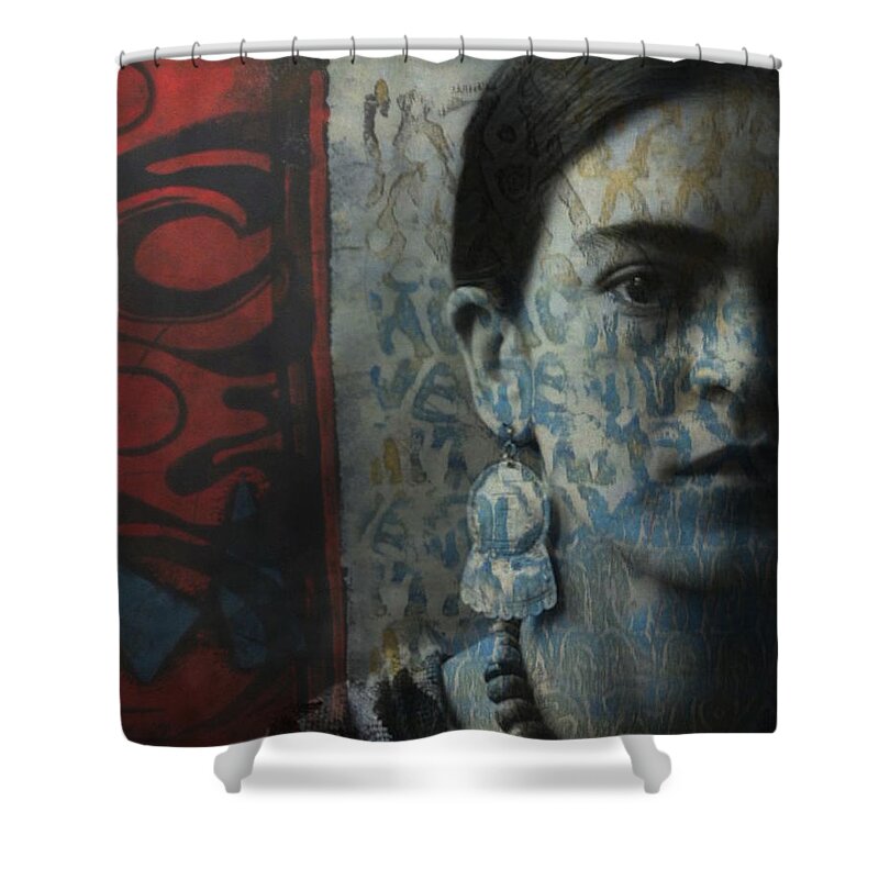 Frida Kahlo Shower Curtain featuring the digital art Us And Them - Frida Kahlo by Paul Lovering