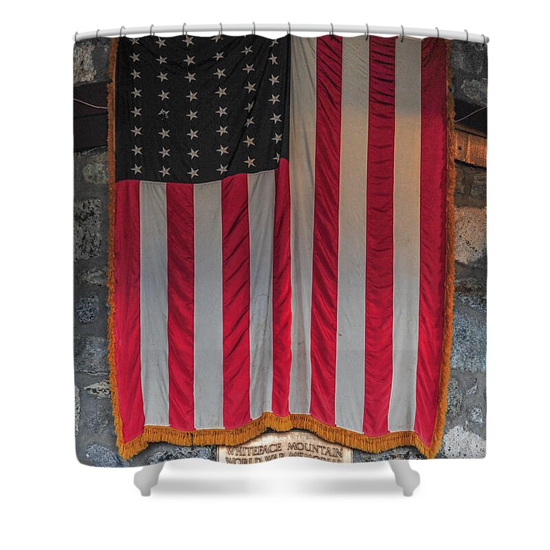 Us Flag At Whiteface Mountain Ny Shower Curtain featuring the photograph US Flag at Whiteface Mountain NY by Terry DeLuco