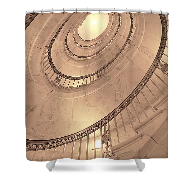 Photography Shower Curtain featuring the photograph U. S. Supreme Court Oval Stairway by Doug Davidson
