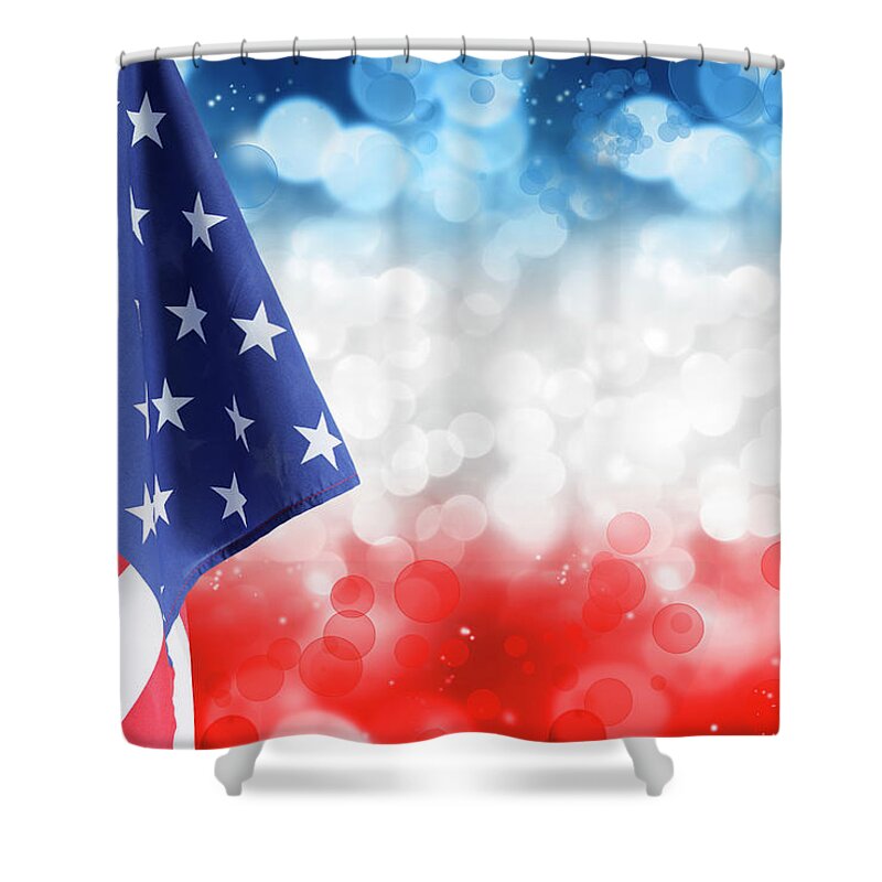 American Flag Shower Curtain featuring the photograph USA circles by Les Cunliffe