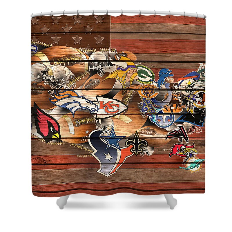 Nfl Shower Curtain featuring the painting Usa Nfl Map Collage 6 by Bekim M