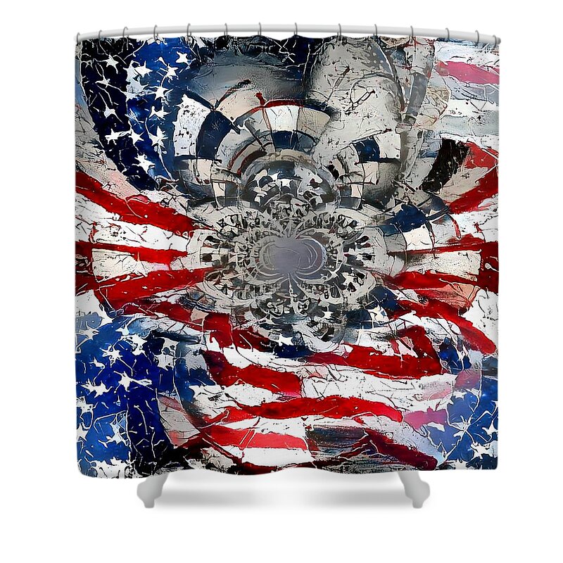 Fractal Shower Curtain featuring the digital art USA Patriot by Bruce Rolff