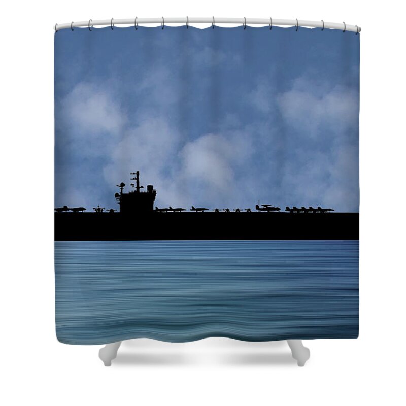 Uss George H W Bush Shower Curtain featuring the photograph USS George H.W. Bush 2009 v1 by Smart Aviation