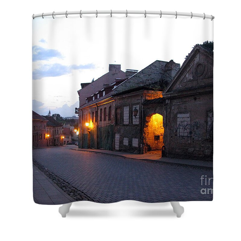 Uzupis Shower Curtain featuring the photograph Uzupis street. Old Vilnius. Lithuania. by Ausra Huntington nee Paulauskaite