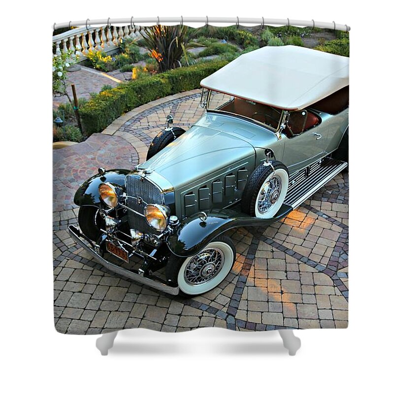 Cadillac Shower Curtain featuring the photograph V-16 Cadillac by Steve Natale