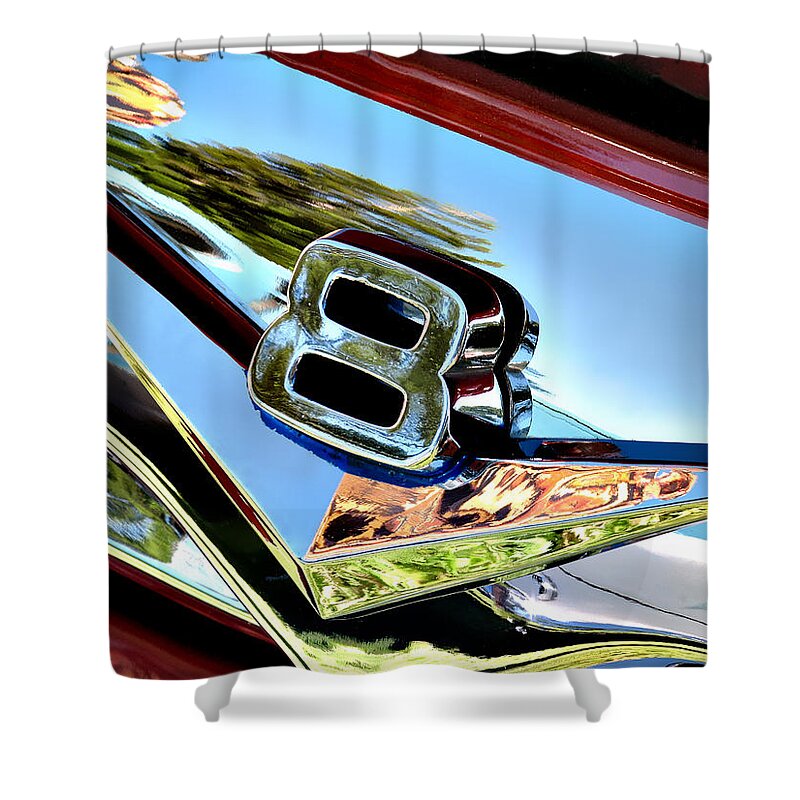 Industrial Art Shower Curtain featuring the photograph V8 -- 1956 Ford Pickup at the Paso Robles Classic Car Show by Darin Volpe