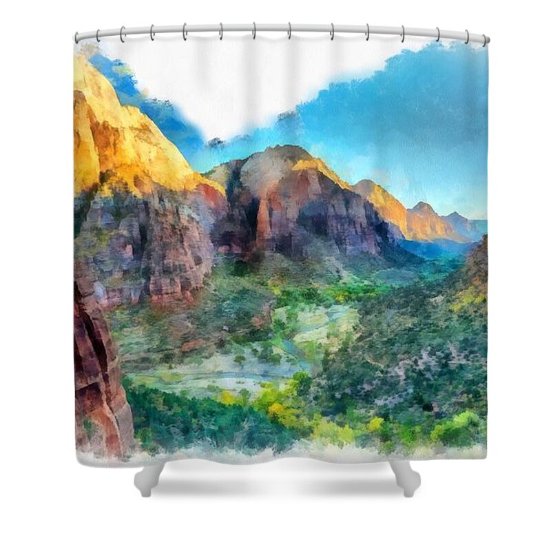 Valley Of Colors Shower Curtain featuring the painting Valley of Colours. by Maciek Froncisz