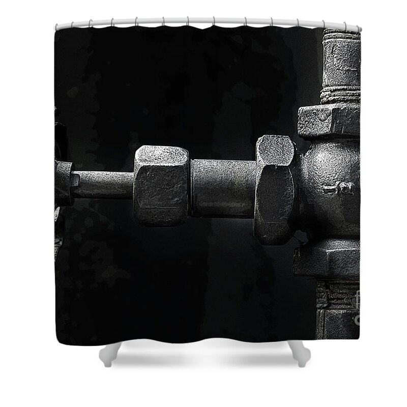 Steam Valve Shutoff Shower Curtain featuring the photograph Valve by Mike Eingle
