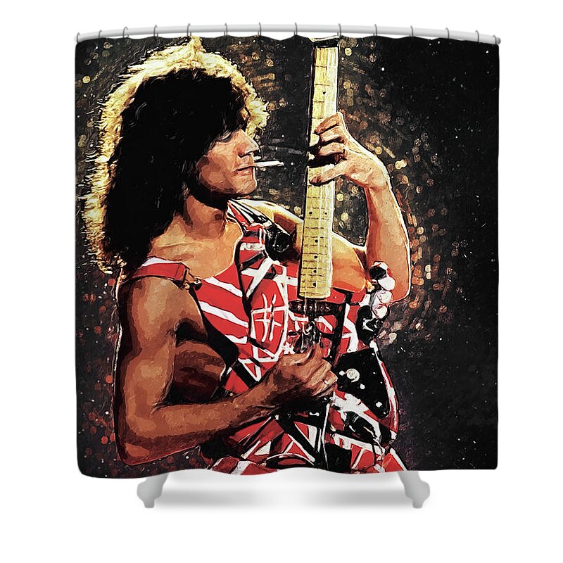 Eddie Van Halen Shower Curtain featuring the digital art Van Halen by Zapista OU