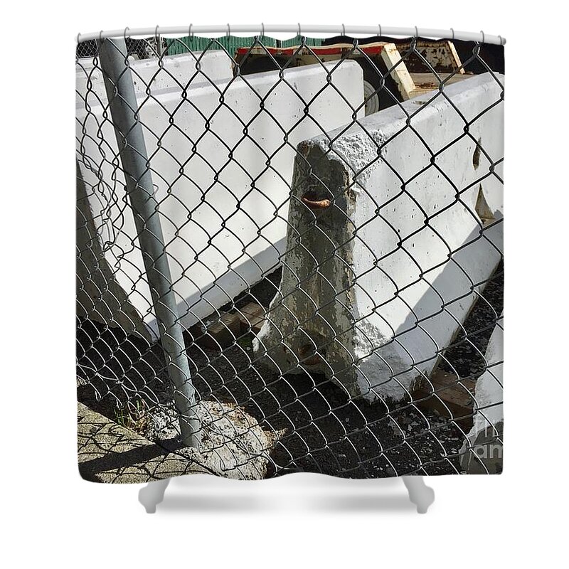 Gritty Composition Construction Chain Link Fence San Francisco Shower Curtain featuring the photograph Van Ness Construction 1-2 by J Doyne Miller