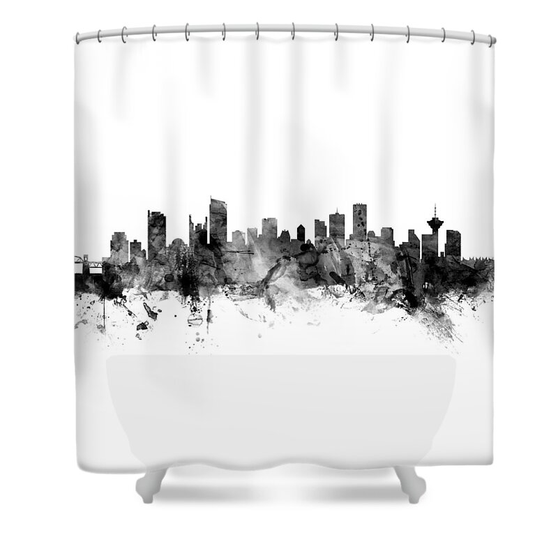 Vancouver Shower Curtain featuring the digital art Vancouver Canada Skyline Panoramic by Michael Tompsett