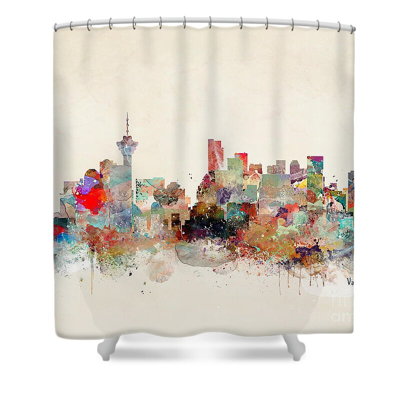 Vancouver Shower Curtain featuring the painting Vancouver City Skyline by Bri Buckley