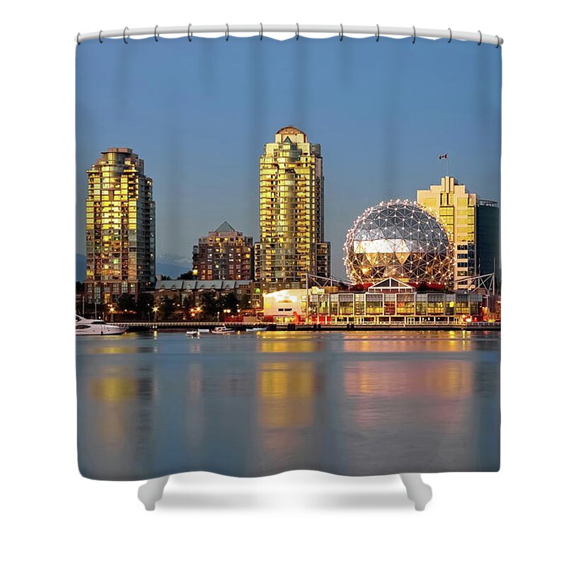 Alex Lyubar Shower Curtain featuring the pyrography Vancouver Science World museum by Alex Lyubar
