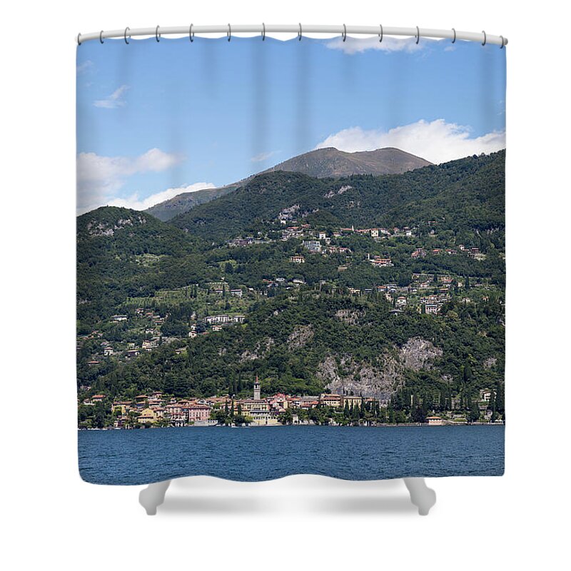 Ferry Shower Curtain featuring the photograph Varenna on Lake Como by Patricia Schaefer