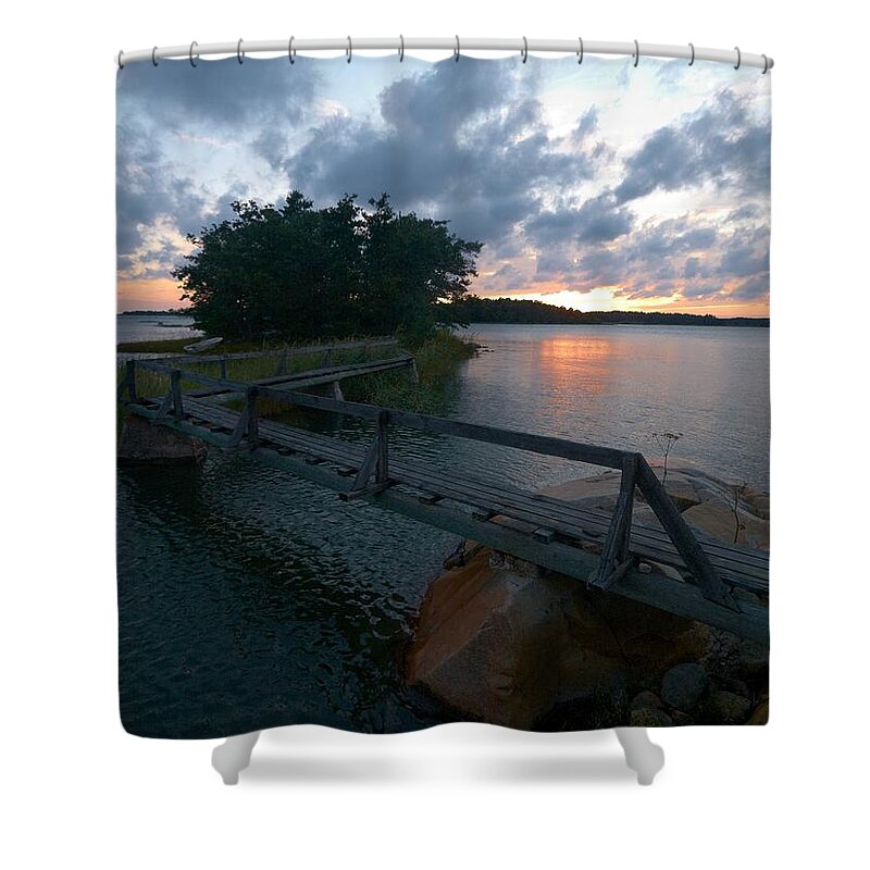 Lehtokukka Shower Curtain featuring the photograph Variations of Sunsets at Gulf of Bothnia 6 by Jouko Lehto