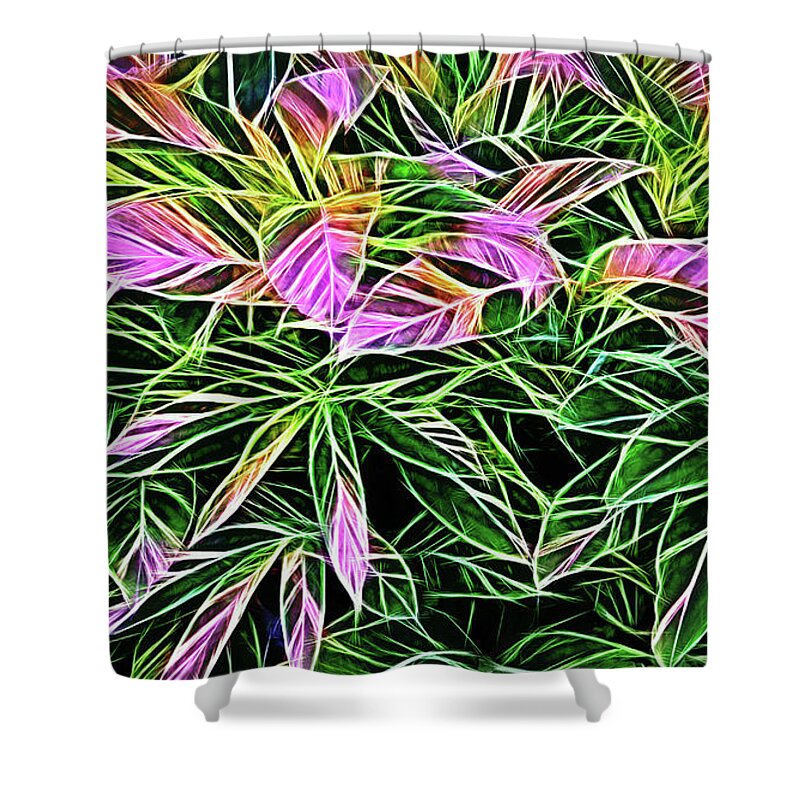 Leaves Shower Curtain featuring the photograph Variegated Leaves Pink and Green by Linda Phelps