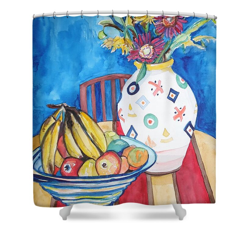 Vase And Bowl Shower Curtain featuring the painting Vase and Bowl by Esther Newman-Cohen